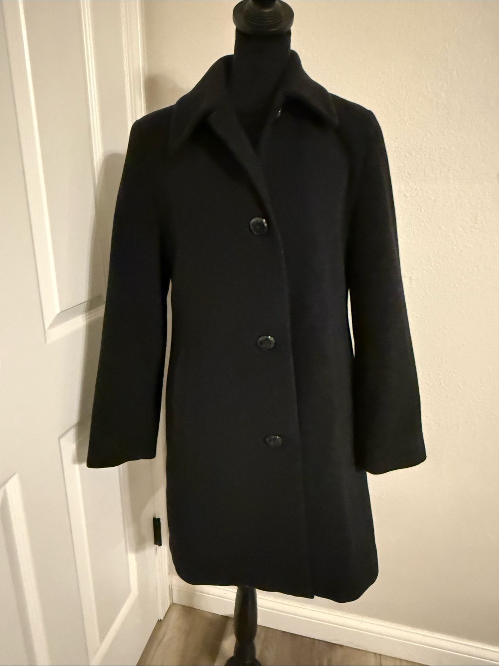 Vintage Kristen Blake Cashmere Lambswool Black Overcoat Sz 6